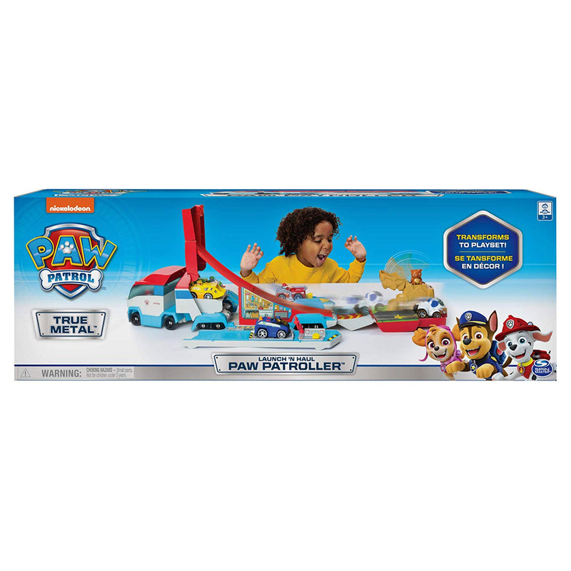 Paw Patrol, Launch’N Haul Paw Patroller, Transforming 2-in-1 Track Set for True Metal Die-Cast Vehicles