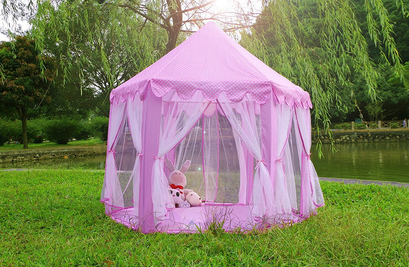 Monobeach Princess Tent Girls Large Playhouse Kids Castle Play Tent with Star Lights Toy for Children Indoor and Outdoor Games, 55'' x 53'' (DxH)